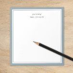 Dusty Blue Minimalist Monogram Teacher Gift Notepad<br><div class="desc">Modern minimalist border design in a variety of trending colors. Personalize it with your name monogram or other custom text. Use the design tools to choose your own fonts and background colors. Cute and simple gift idea for teachers or personal stationery for anyone who loves to stay organized.</div>