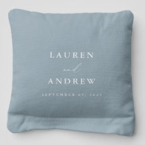 Dusty Blue Minimalist Personalized Cornhole Set Bags