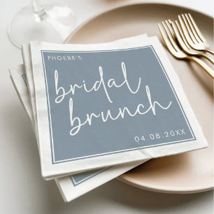 Dusty Blue Minimalist Script Bridal Brunch Napkins