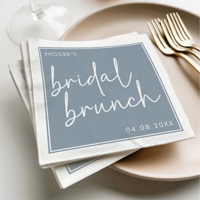 Dusty Blue Minimalist Script Bridal Brunch Napkins (Creator Uploaded)