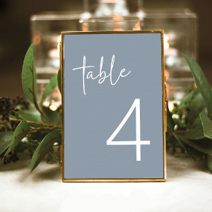 Dusty Blue Minimalist Script Bridal Shower Flat Table Number