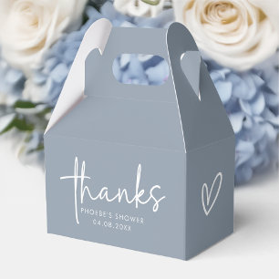Dusty Blue Minimalist Script Bridal Shower Gable Favor Boxes
