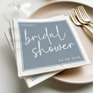 Dusty Blue Minimalist Script Bridal Shower Napkins