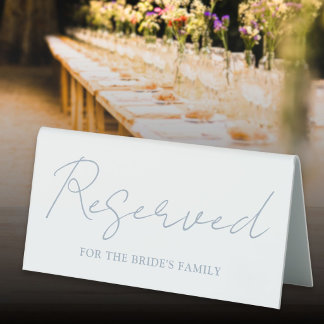Dusty Blue Minimalist Script Reserved Table Tent