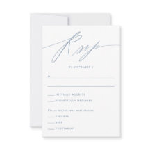 Dusty Blue Minimalist Script Response Card
