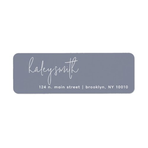 Dusty Blue Minimalist Script Return Address Label