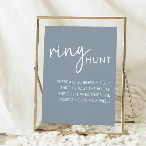 Dusty Blue Minimalist Script Shower Ring Hunt Poster