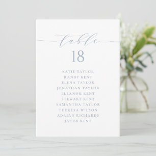 Dusty Blue Minimalist Script Wedding Table Seating Invitation