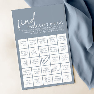 Dusty Blue Minimalist Shower Guest Bingo Game