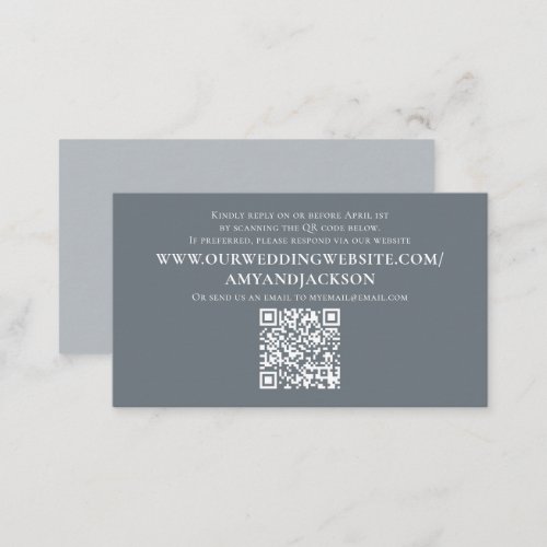 Dusty Blue Minimalist Simple Photo QR Code Website Enclosure Card