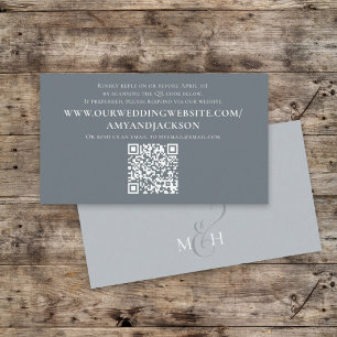 Dusty Blue Minimalist Simple Photo QR Code Website Enclosure Card