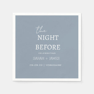 Dusty Blue Minimalist The Night Before Wedding Napkins