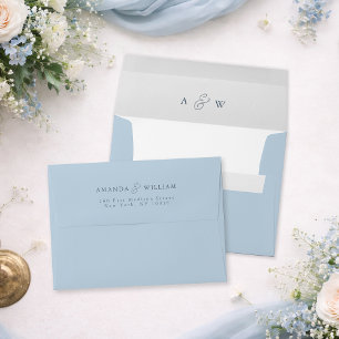 Dusty Blue Minimalist Wedding Envelope