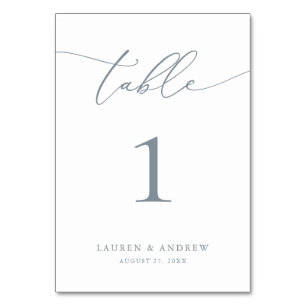 Dusty Blue Minimalist Wedding   Event Custom Table Number