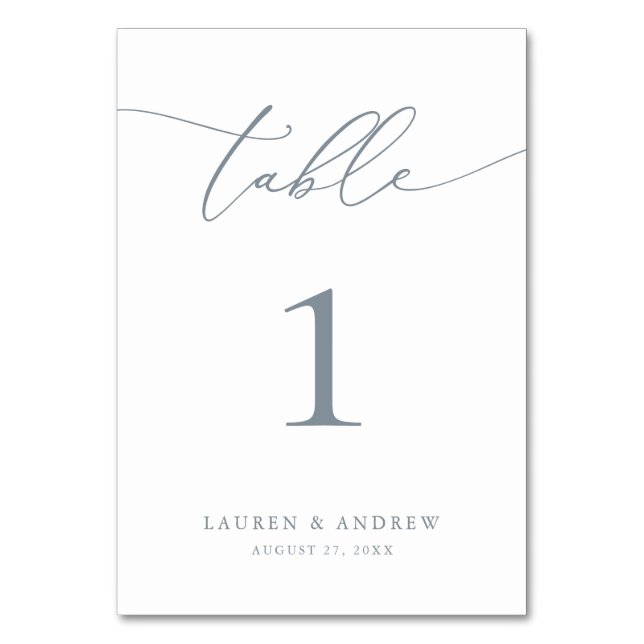 Dusty Blue Minimalist Wedding | Event Custom Table Table Number (Front)