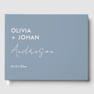 Dusty Blue Minimalist Wedding Guest Book