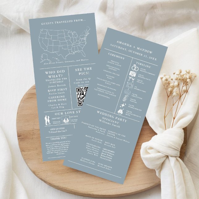 Dusty blue Minimalist Wedding Infographic Program (Creator Uploaded)
