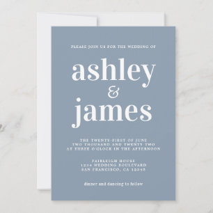 Dusty Blue Minimalist Wedding Invitation