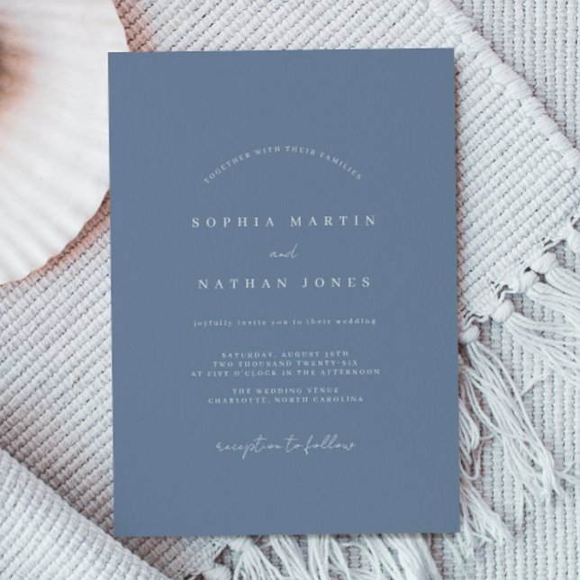 Dusty Blue Minimalist Wedding Invitation (Creator Uploaded)