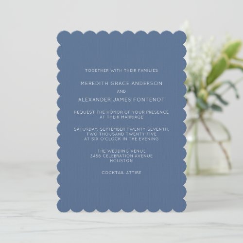 Dusty Blue Minimalist Wedding Invitation