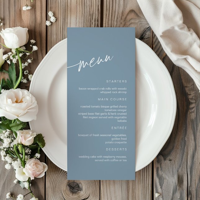 Dusty Blue Minimalist Wedding Menu (Creator Uploaded)