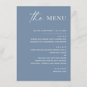 Dusty Blue Minimalist Wedding   Modern Simple Menu