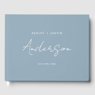 Dusty Blue Minimalist Wedding Personalized Guest Book