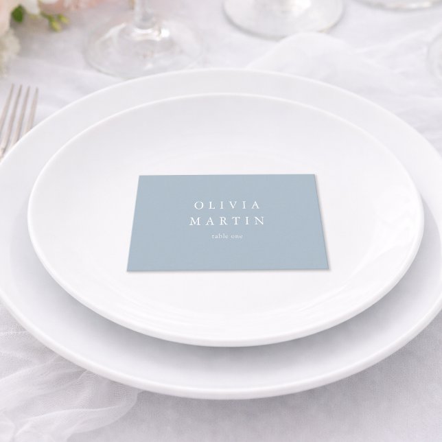 Dusty Blue Minimalist Wedding Place Card  (Creator Uploaded)