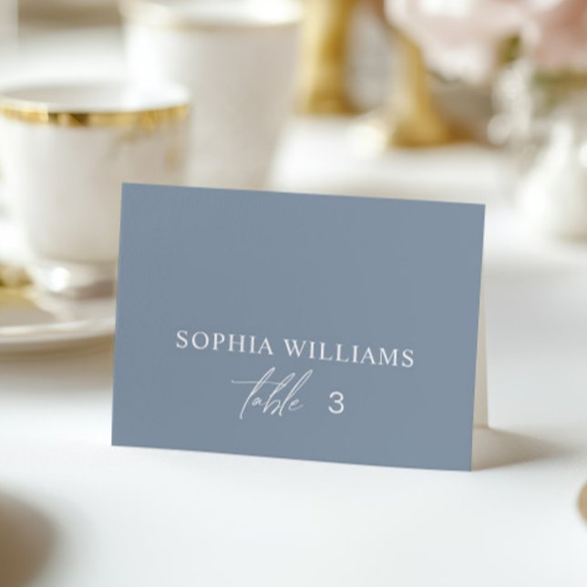 Dusty Blue Minimalist Wedding Place Card (Creator Uploaded)