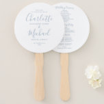 Dusty Blue Minimalist Wedding Program Hand Fan<br><div class="desc">This stylish wedding program can be personalized with your special wedding day information featuring chic modern typography. You can customize the background color to match your wedding theme. Designed by Thisisnotme©</div>