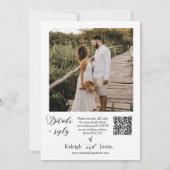 Dusty Blue Minimalist Wedding QR Code Photo  Invitation (Back)
