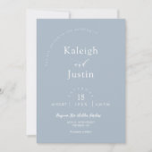 Dusty Blue Minimalist Wedding QR Code Photo  Invitation (Front)