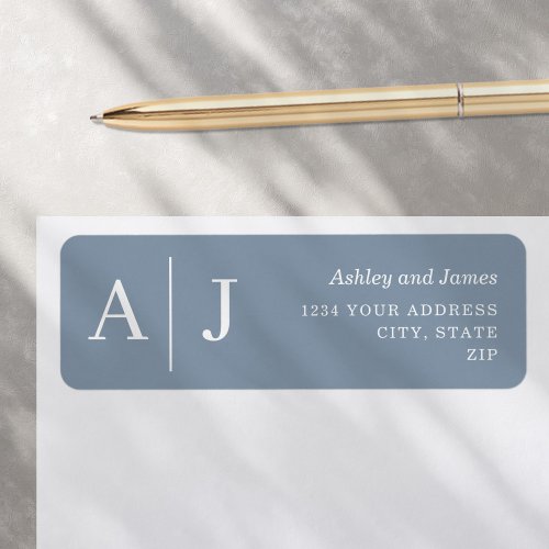 Dusty Blue Minimalist Wedding Return Address Label