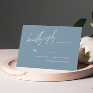 Dusty Blue Minimalist Wedding RSVP Card