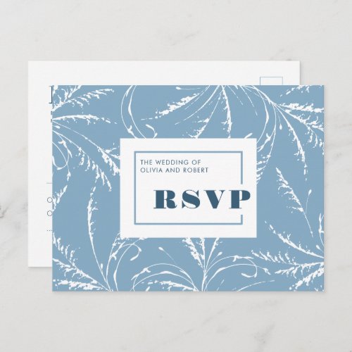 Dusty Blue Minimalist Wedding RSVP Postcard