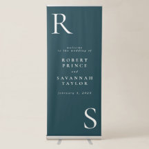 Dusty Blue Minimalist Wedding Welcome Retractable