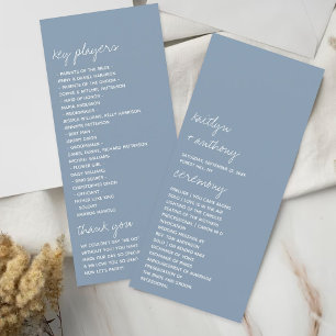 Dusty Blue Minimalistic Script Wedding Program