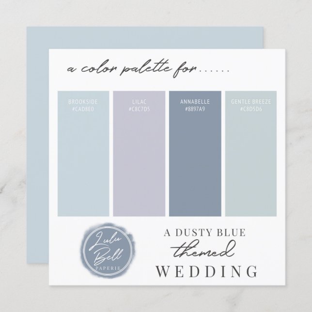 Dusty Blue Mint & Light Purple Color Palette Card (Front/Back)