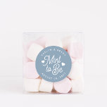 Dusty Blue | Mint to Be Personalized Wedding Favor Classic Round Sticker<br><div class="desc">Minty fresh wedding favor stickers feature "mint to be" in white script lettering accented with hearts,  on a dusty blue background. Personalize with your names and wedding date.</div>