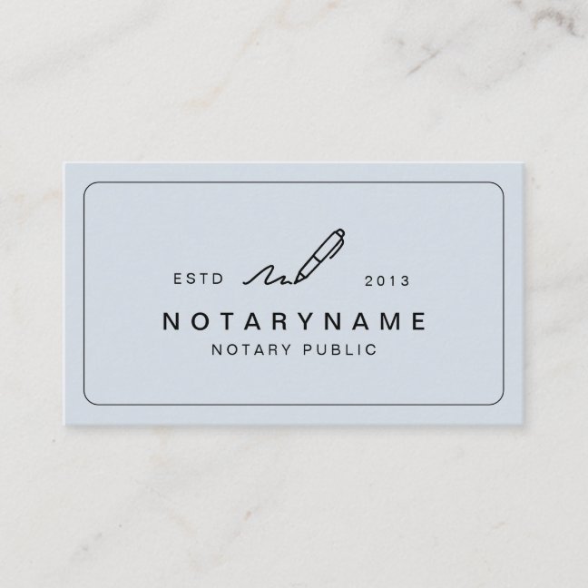 Dusty Blue Mobile Notary Public Loan Signing Agent Business Card