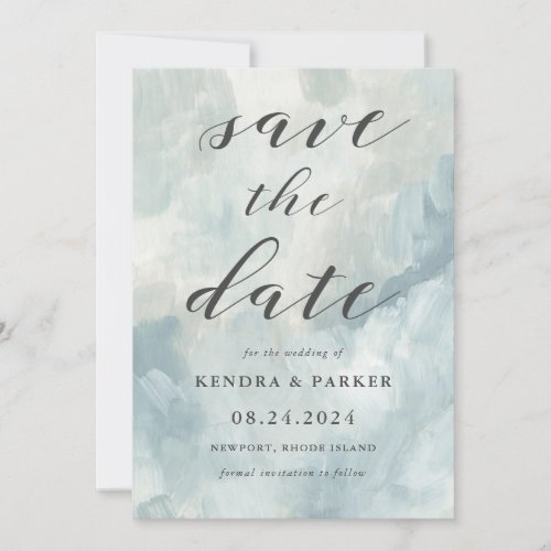 Dusty Blue Modern Abstract Save the Date