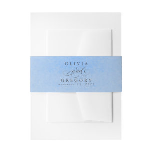Dusty Blue Modern Boho Wedding Invitation Belly Band