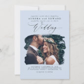 Dusty Blue Modern Boho Wedding Photo Invitation (Front)