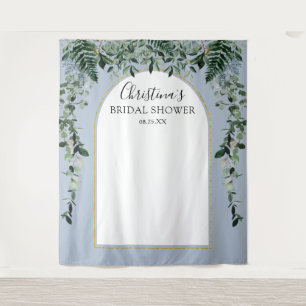 Dusty BLue Modern botanic leaves photo backdrop
