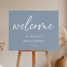 Dusty Blue Modern Bridal Shower Welcome Sign