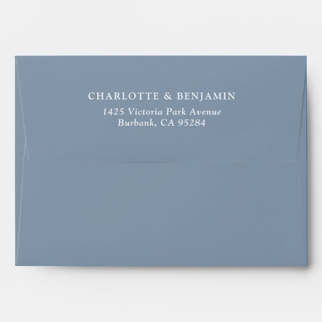 Dusty Blue Modern Custom Wedding 5.25x7.25 Envelope (Back (Top Flap))