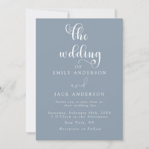 Dusty blue Modern Elegance Chic Wedding Invitation