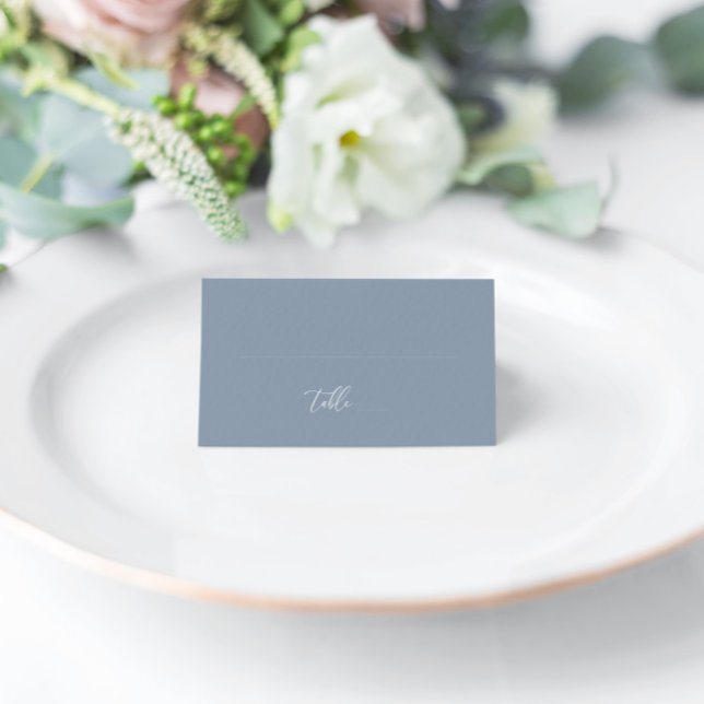 Dusty Blue Modern Elegant Wedding Blank Place Card (Creator Uploaded)
