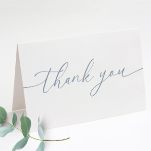 Dusty Blue Modern Elegant Wedding Folded Letterpress Thank You Card
