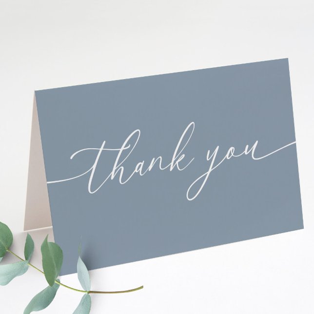 Dusty Blue Modern Elegant Wedding Folded Thank You Card (Creator Uploaded)
